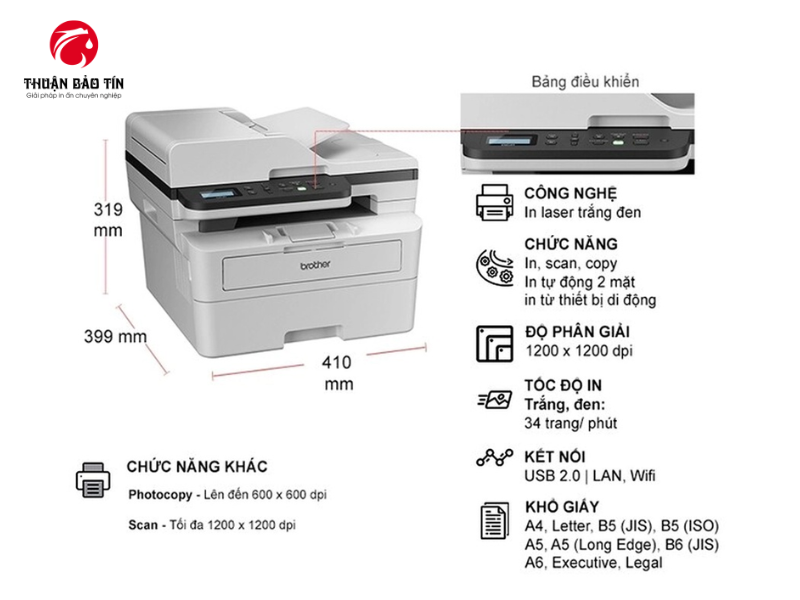 Máy in Brother DCP-B7640DW đa chức năng in, scan, copy, fax phù hợp cho văn phòng hiện đại