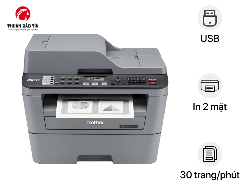 Máy in Brother MFC-L2701D sở hữu màn hình LCD rõ nét, giúp người dùng thao tác và theo dõi trạng thái máy dễ dàng.