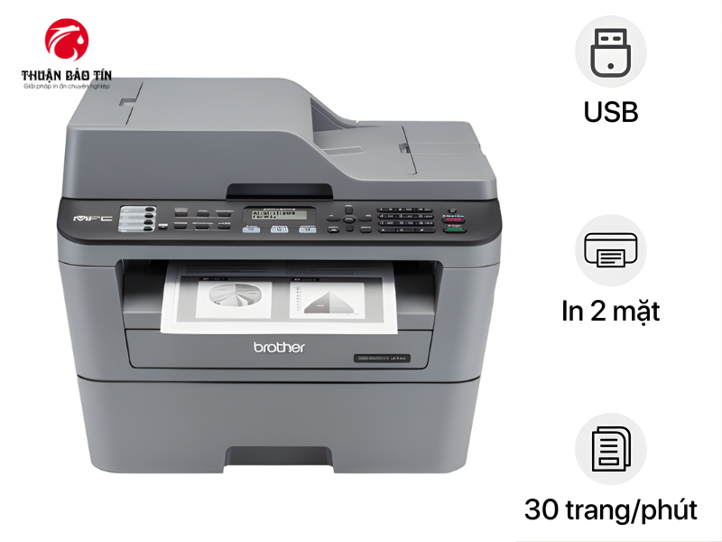 Brother MFC-L2701DW Máy in laser trắng đen đa chức năng 4 trong 1, giải pháp in ấn toàn diện cho văn phòng hiện đại.