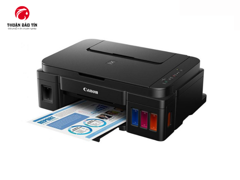 bảng điều khiển của Canon PIXMA G2010, bố trí rõ ràng, dễ thao tác cho người dùng.