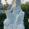 Tượng phật quan âm toạ sơn đá trắng cao 1.6m ngang 90cm dài 60cm T003