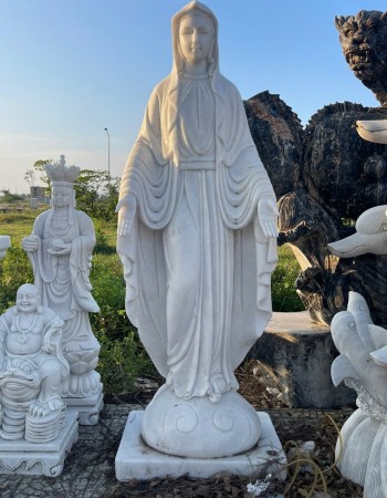 Tượng đức mẹ maria đá trắng cao 2m , ngang 70cm, dài 52cm T007