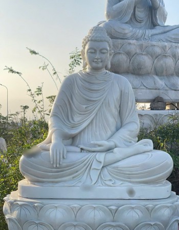 Tượng phật thích ca đá trắng cao 2.2m - ngang 1.5m dài 1.05m T004
